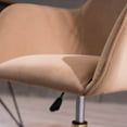 thumbnail image 5 of Velvet Home Office Chair, Modern Swivel Desk Chair with Gold Base, Round Solid Wheel, Adjustable Vanity Chair Armchair for Study, Living Room, Bedroom, Light Coffee, 5 of 9