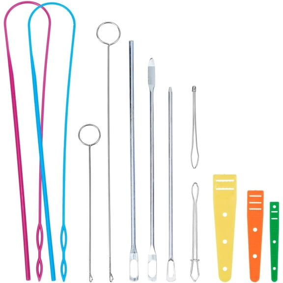 Threading Tool sets Steel Sewing Loop Turner Hooks Plastic Drawstring Threader Nickel Galvanizing Quick & Easy Drawstring Threader Tool
