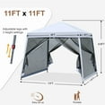 thumbnail image 2 of MASTERCANOPY 11' x 11' Pop Up Slent Leg Canopy with Screen Netting, White, 2 of 6