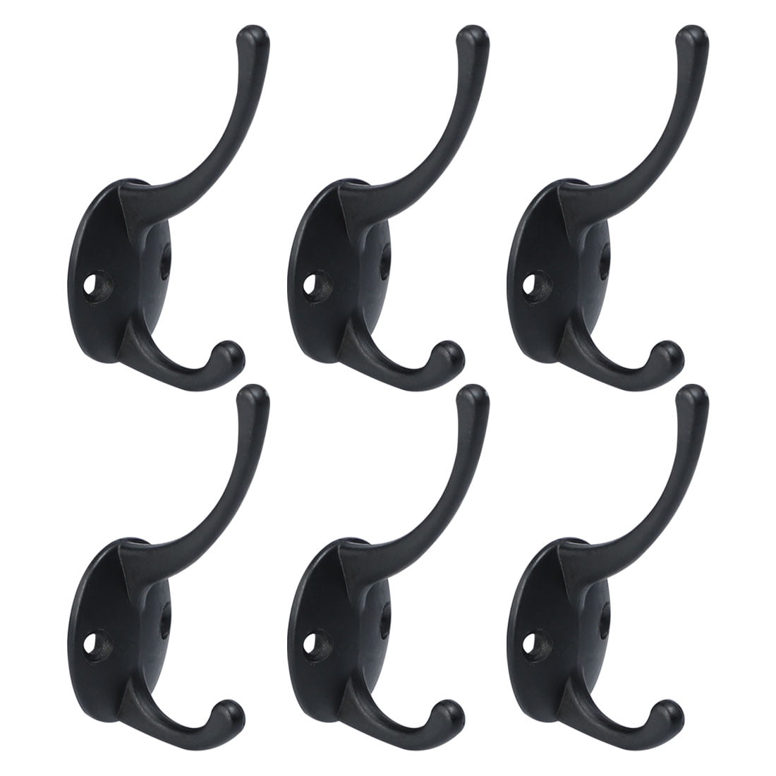 Unique Bargains Robe Hook Zinc Alloy Coat Towel Wall Mount Bathroom DIY Hanger Screws Black 6pcs