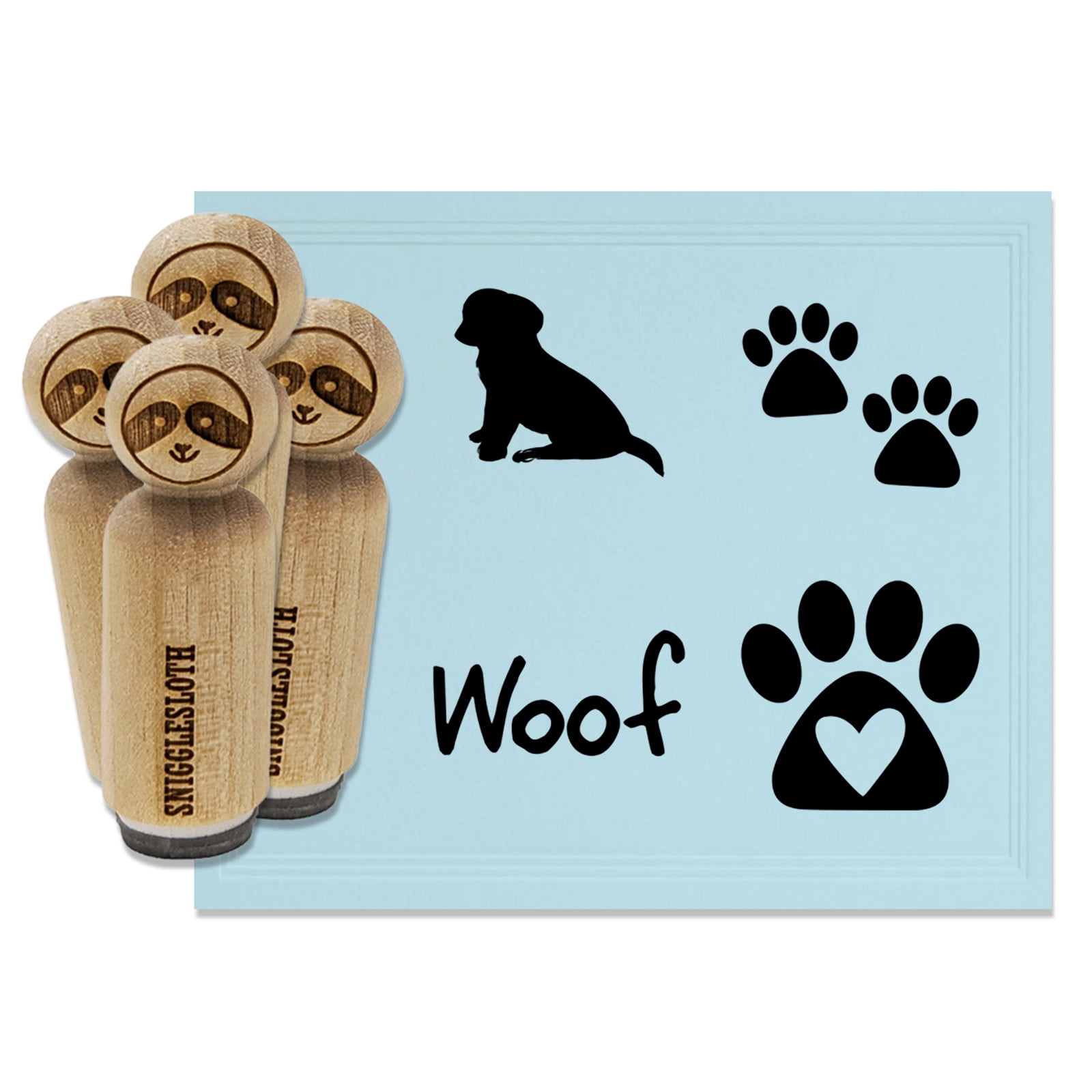 Wood Mounted Regular Size Cat Paw Rubber Stamp 