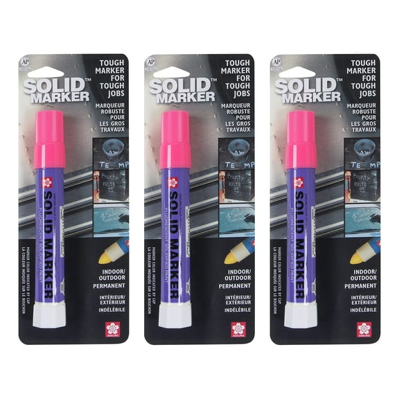 Sakura Solid Paint Markers - Permanent Marker Paint Pens - Window, Wood, & Glass Marker - Fluorescent Pink Paint - 3 Pack