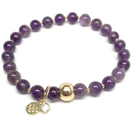 Julieta Jewelry Purple Amethyst Lily 14kt Gold over Sterling Silver Stretch Bracelet