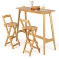 thumbnail image 1 of Gymax 3PCS Ensemble de Table de Bar en Bambou Table à Manger Haute de 48'' avec 2 Tabourets Pliables Naturels, 1 of 10