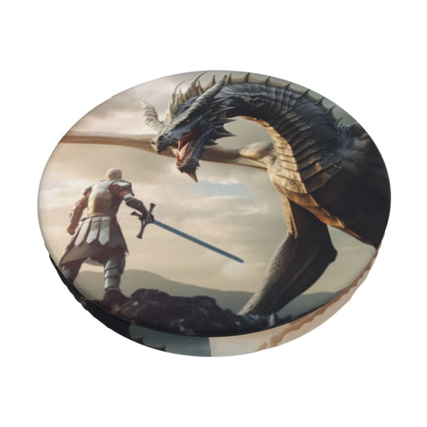 Balery Swordsman Cool Dragon Fundas de asiento para taburete de bar redondo de tela de terciopelo ajustables que protegen de arañazos y manchas para sillas de 14 a 17 pulgadas.-13 inch