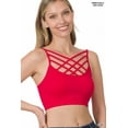 thumbnail image 5 of Zenana Women & Plus Comfort Seamless Crisscross Front Strappy Bralette Sports Bra Top with Removable Pads, 5 of 5