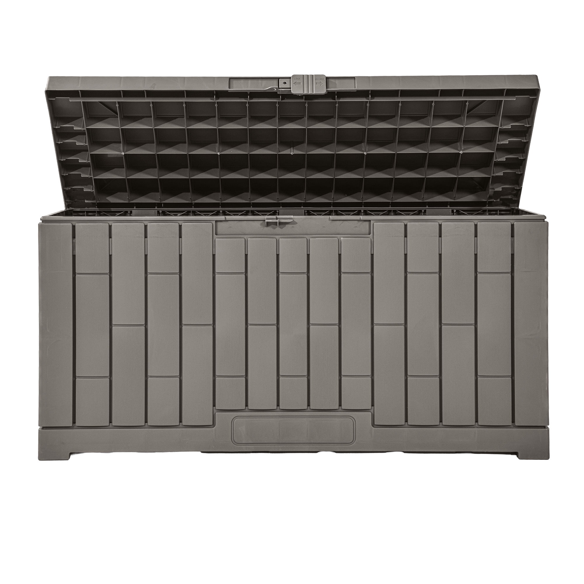 Dextrus 60 Gallon Weatherproof Rattan Deck Box, Heavy-Duty Resin Outdoor Storage Box with Slide-Locking Lid, Lockable Multi-Purpose Organizer for Patio, Garden and Home Essentials, Light Brown
