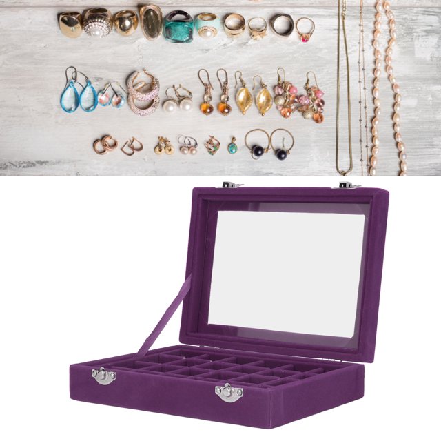 Fugacal Small Velvet Jewelry Box Organizer 24, Jewelry Organizer Box Removable For Household