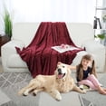 thumbnail image 3 of PiccoCasa Fleece Plush Throw Blanket, 51" x 59", Burgundy, 3 of 6