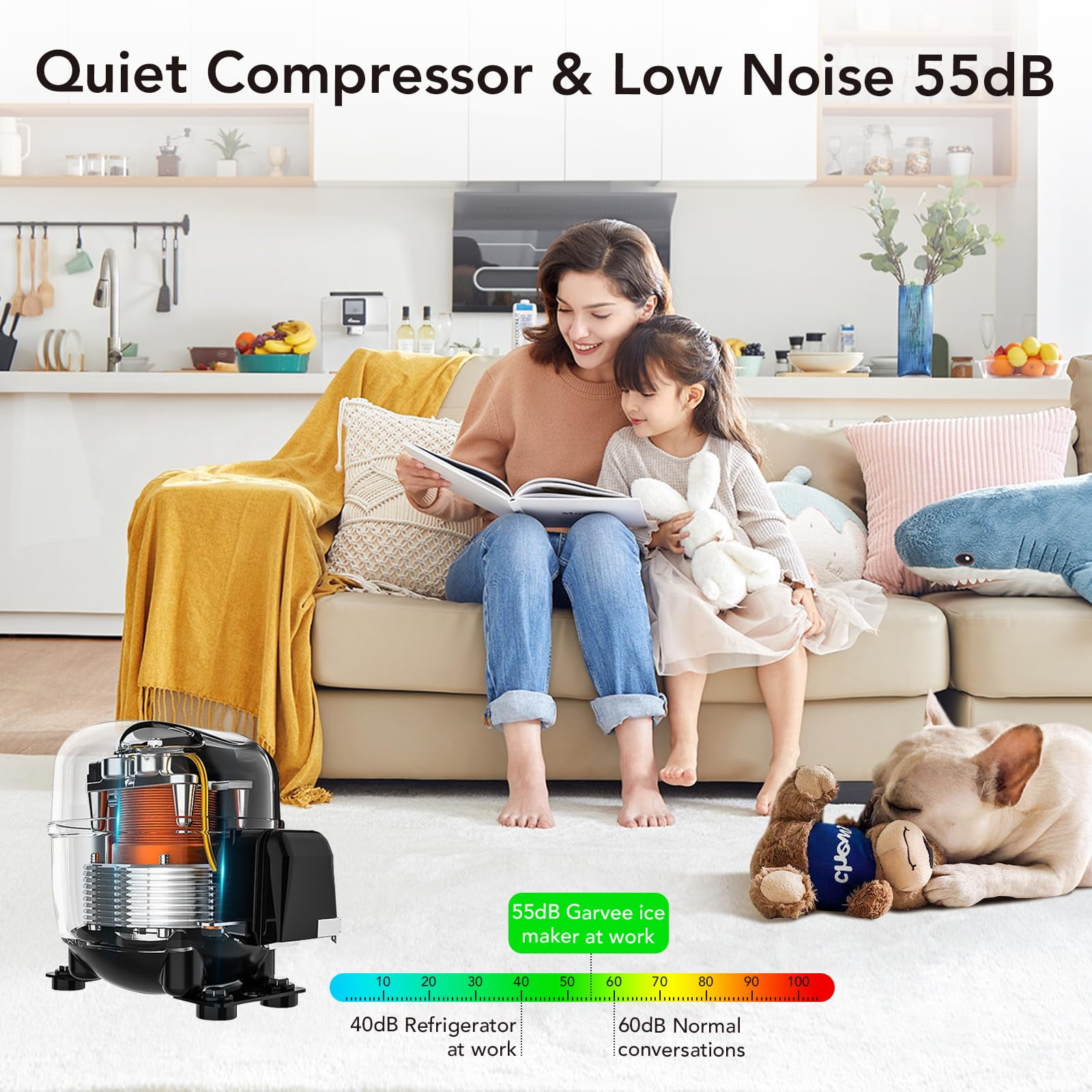 Homhougo—Broadfashion Commercial Under Counter Ice Maker Machine Stainless Steel 33lbs Storage Capacity Freestanding 4 * 8 Cubed Ice