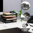 thumbnail image 4 of Mind Reader Mesh Desk Organizer, 3 Trays, 1 Drawer, 2 Pen Holders, Office Desktop Organizer, Metal Mesh, Black, 4 of 6