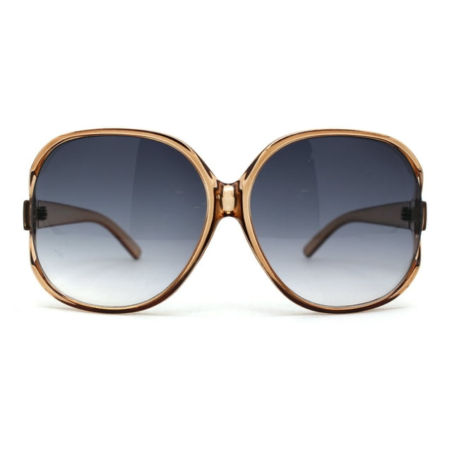 Lunettes de Soleil pour Femmes Extra Surdimensionnées Rondes de Designer Mode à Lentilles Exposées Papillon Pêche Fumée