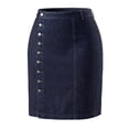 thumbnail image 4 of Agnes Orinda Women's Plus Size Denim Skirt High Waist Button Front Solid Casual A Line Midi Jean Skirts 3X Dark Blue, 4 of 8