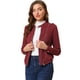 thumbnail image 1 of Chaqueta corta de motociclista con cuello alto Piel sintética asimétrica con cremallera frontal para mujer borgoña M, 1 of 6