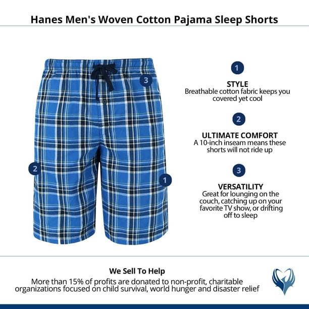 Hanes Woven Cotton Pajama Sleep Shorts Men Walmart en linea