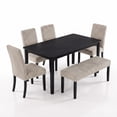 thumbnail image 4 of Home Design Guysaka 6-Piece Dining Set with Modern Rectangular Table, 4 Upholstered Corduroy Dining Chairs & Upholstered Bench, Light Beige, 4 of 18