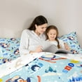 thumbnail image 5 of Homewish Kawaii Winter Penguin Twin Bedding Sets 7-Piece, Blue Snow Mountain Bedding Comforter Set, Cartoon Antarctic Animal Reversible Sheet Sets, Ultra Soft Bedroom Decor, 5 of 8