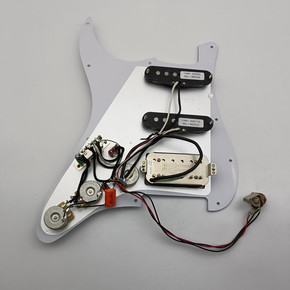 SSH Prewired Guitar Strat Pickguard Set Ainico 5 Humbucker Pickups Coil Splitting Switch Multi Switch Harnesses ,For Fender ST Electric Guitar Part Replacement