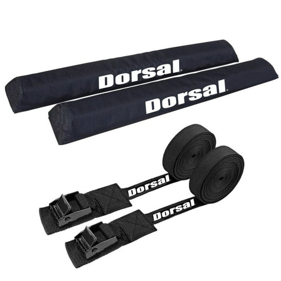 Dorsal Fins Aero Roof Rack Pads 15 ft Surf Straps, Black, Polyester, 4 "Pack"