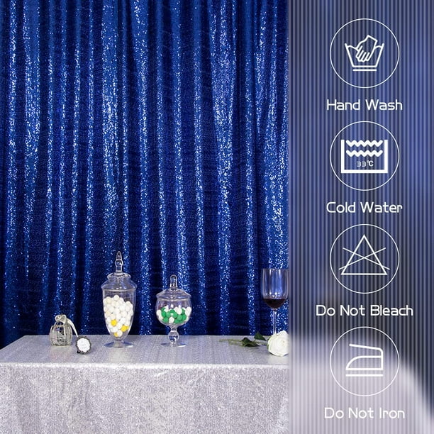 Dominiburl Sequin Backdrop Curtains Not See Through,8FT x 8FT Blue