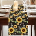thumbnail image 3 of Yellow Sunflowers Table Runner, Summer Botanical Elegant Pastoral Bees Washable Cotton Linen Table Runners 60 Inches Long, Dresser Scarf Runner for Coffee/TV Stands/Kitchen/Cabinets 13''x60'', 3 of 9