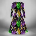 thumbnail image 3 of Jinhomg Mardi Gras Dress for Women Party 2025 Funny Carnival Themed Masks Print Dresses Lightweight Casual V-Neck Midi Dress Holiday Party Wear Fall Saving Multicolor M, 3 of 5