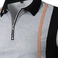thumbnail image 3 of Maean Men's Fashion Collared Shirts Vintage Striped Quarter Zipper Tops Casual Short Sleeve Golf Shirt, 3 of 4