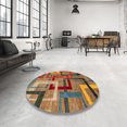 thumbnail image 4 of Ahgly Company Machine Washable Indoor Round Abstract Tomato Red Area Rugs, 5' Round, 4 of 7