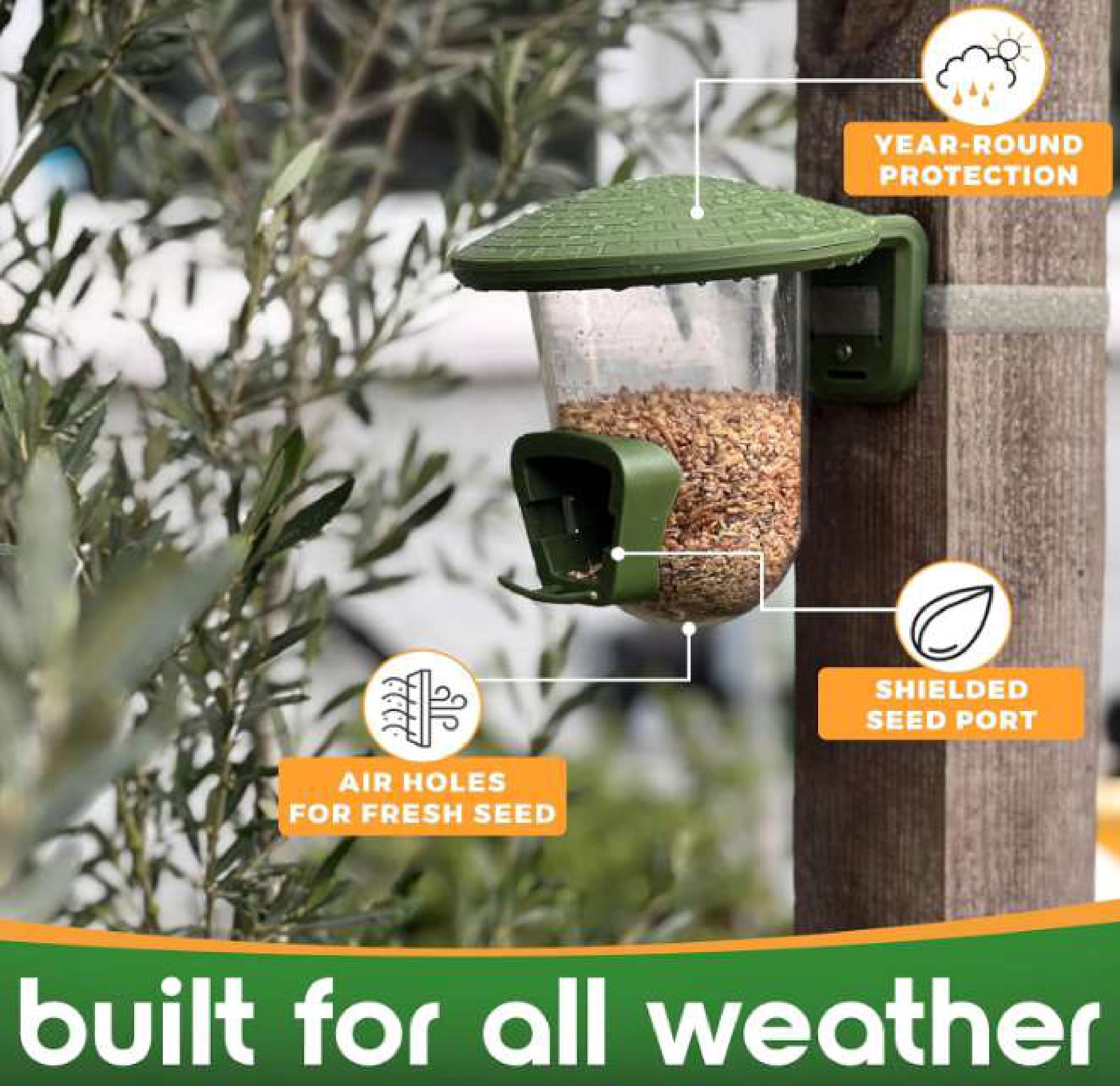 Outdoor Mountable Bird Feeder for Mounting Fences, Trees, Posts, Perches, Balcony, Walls, etc.