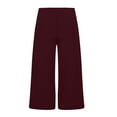 thumbnail image 3 of QUYUON Women Capris Pants High Waisted Wide Leg Cropped Pants Solid Color Seamless Workout Capris Leggings with Pockets Running Pants Athletic Trousers Comfy Casual Lounge Pants, 3 of 8