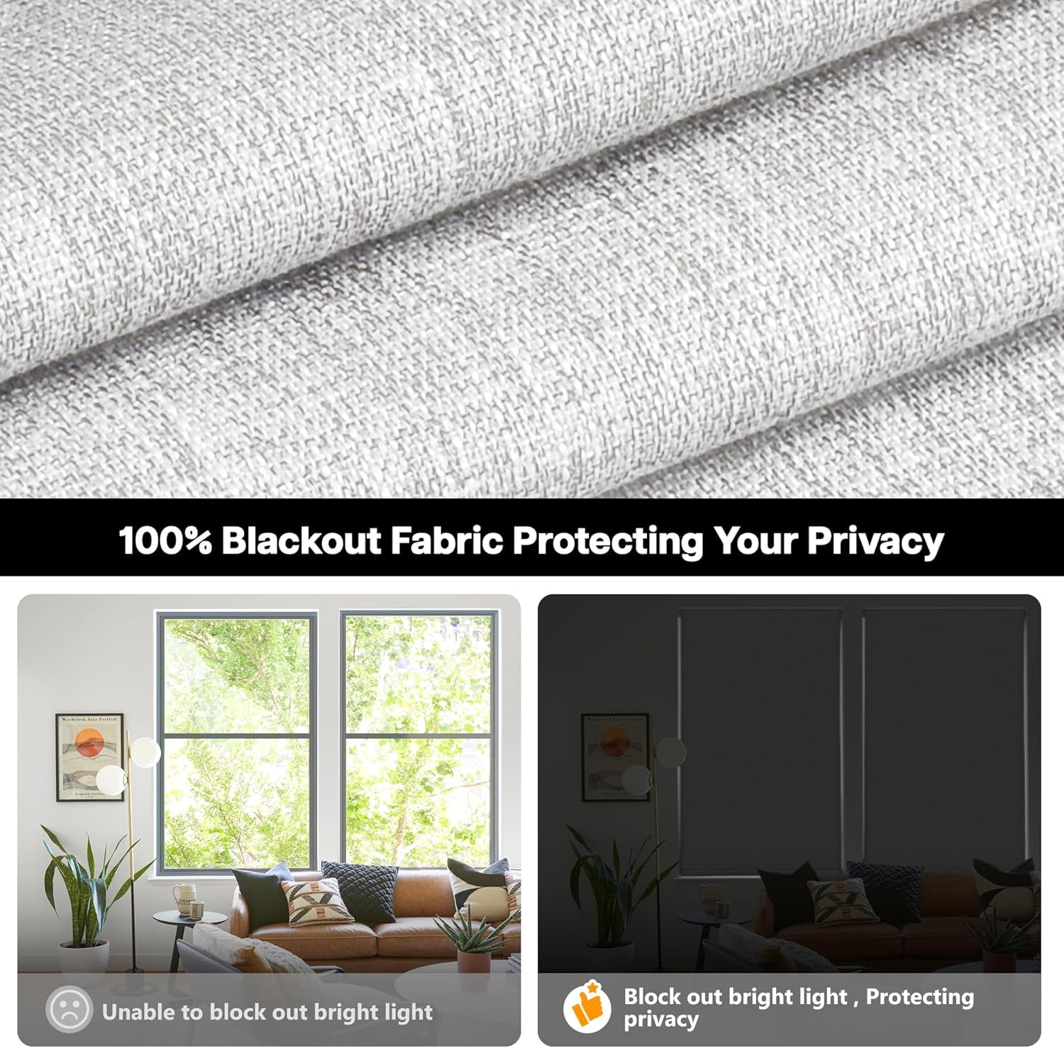 LazBlinds No Tools No Drill Cordless Roman Shades for Windows, Blackout Thermal Insulated UV Blocking Window Blinds, Room Darkening Fabric Blinds for Indoor Windows, 33'' W x 48'' H, Off White