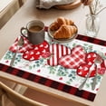 thumbnail image 3 of Valentine's Day Placemats Set of 8, Red Stripe Plaid Heart Rose Petals Leaf Plaid Non-Slip Place Mats Washable Table Mats for Kitchen Dining Table Decorations Indoor/Outdoor, 3 of 9