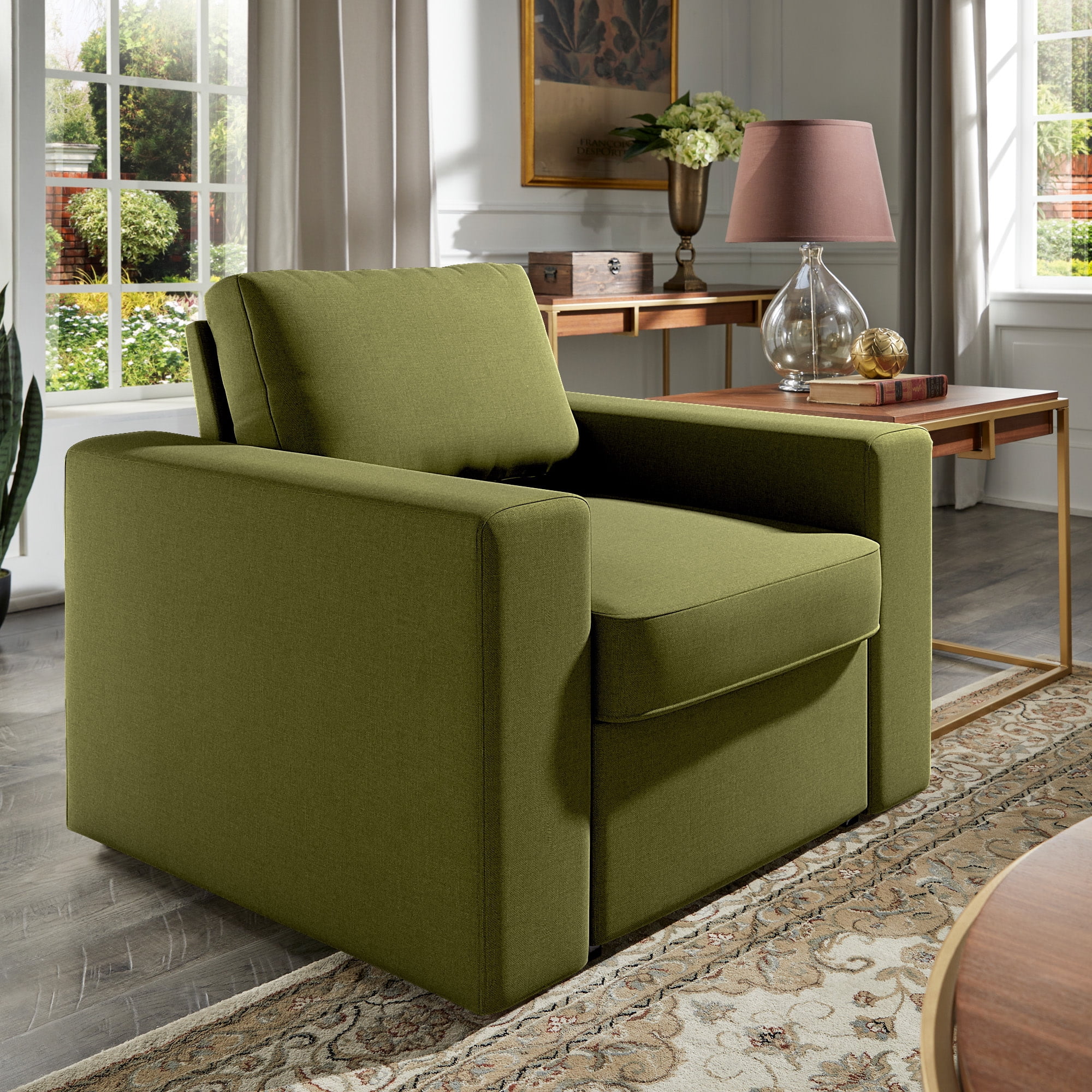 Weston Home Glen Park Modern Accent Chair with Hidden Storage, Green