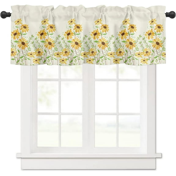 Rdsfhsp Sunflower Rod Pocket Window Valance Curtains for Kitchen/Bedroom/Living Room Decor 54x18 in