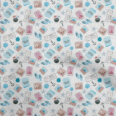 oneOone Polyester Spandex Turquoise Blue Fabric Travel Fabric For Sewing Printed Craft Fabric By The Yard 56 Inch Wide
