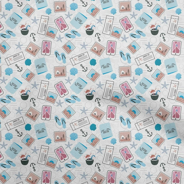 oneOone Polyester Spandex Turquoise Blue Fabric Travel Fabric For Sewing Printed Craft Fabric By The Yard 56 Inch Wide