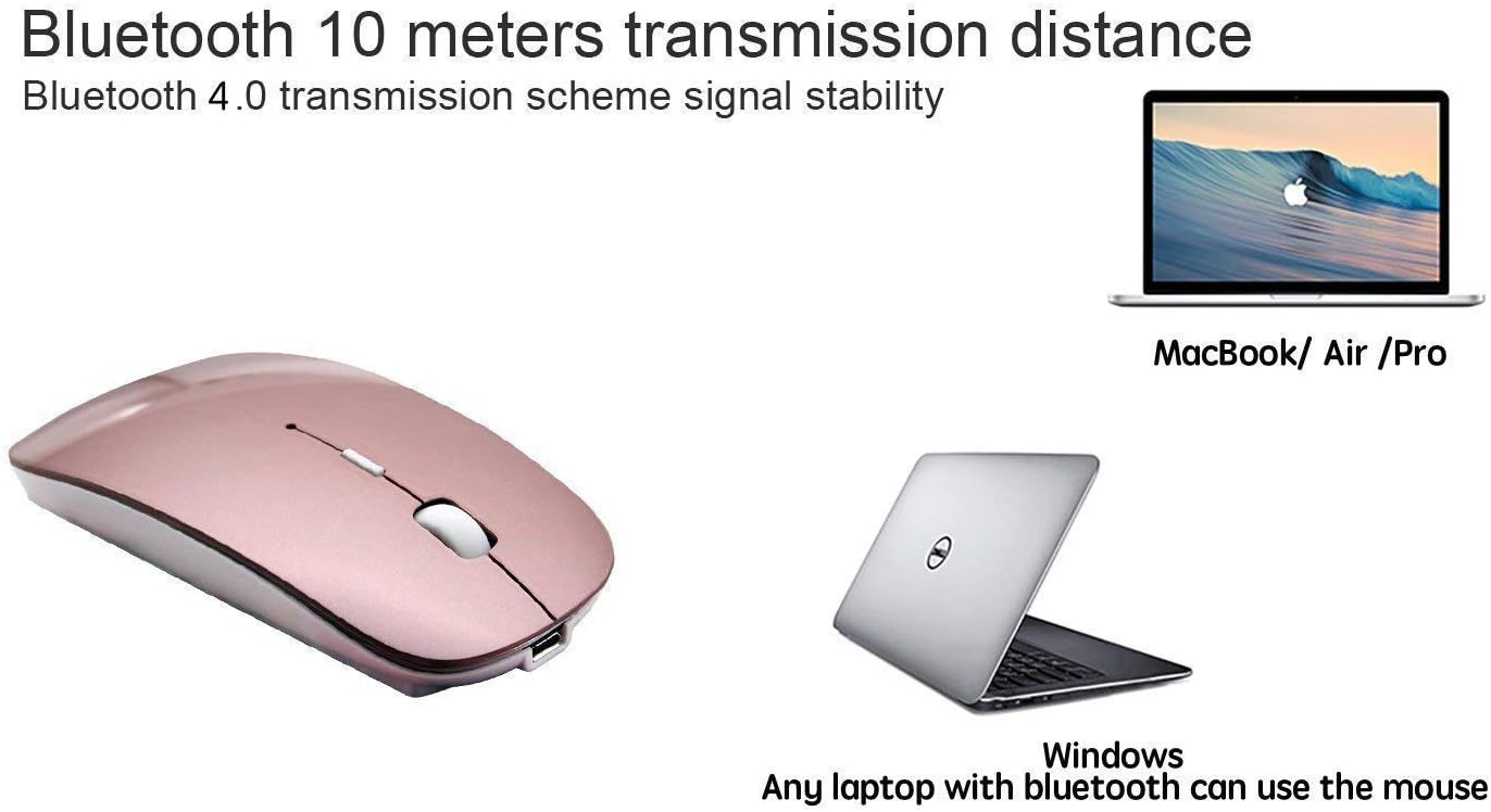 Bluetooth Mouse,Rechargeable Wireless Mouse for MacBook Pro/MacBook Air/Laptop/PC/Mac/iPad pro/Computer,Bluetooth 5.2 + 3.0 +2.4G USB Receiver