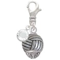 thumbnail image 2 of Delight Jewelry Silvertone Volleyball Spinner - Silvertone Clip on Charm with Clear Crystal Drop, 2 of 4