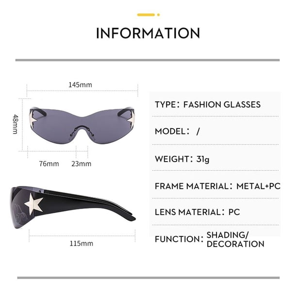 Trendy 2000'S Eyewear Rimless Goggle Shades Wrap Around Sports Sun