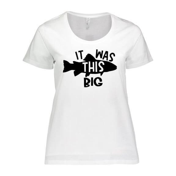 Inktastic It Was This Big Fishing Humor Women's Plus Size T-Shirt