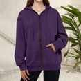 thumbnail image 3 of Mohiass Fall Zip Up Hoodie Women Plain Oversized Hooded Sweatshirts 2025 Fashion Winter Soft Casual Warm Jackets Purple 2XL, 3 of 5