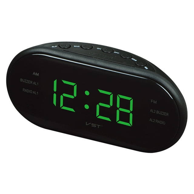 Radio reloj digital AM/FM con batería, alarma dual, función de repetición de alarma, reloj con zumbador Verde