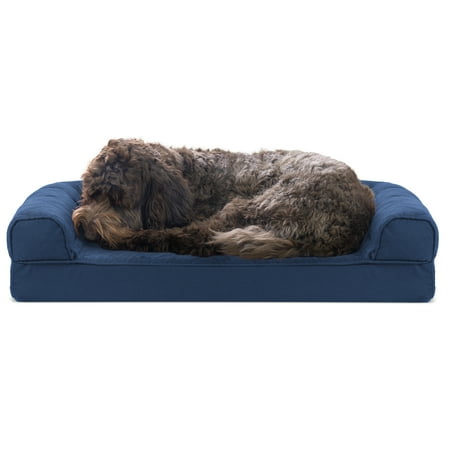 UPC: 0842229105575 | FurHaven Pet Products Quilted Cooling Gel Memory Foam Sofa-Style Pet Bed for Dogs & Cats – Navy Medium