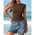 thumbnail image 3 of FreshPretty Womens Summer Tops Boat Neck Cap Sleeve Tee Shirts Ruched Slim Fit Knit Going Out Tank Top Spring Fashion, 3 of 9