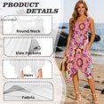 thumbnail image 2 of HELLHERO Side Pockets Sleeveless Sundress, Mandala Floral Pattern Summer Sleeveless Sundress Polyester Asymmetric Summer Sleeveless Dress Round Neck, 2 of 8
