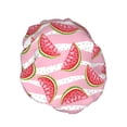 thumbnail image 2 of Kdxio Cute Watermelon Print Shower Cap for Women,Elastic and Reusable,Double Waterproof Layers Bathing Hat, 2 of 9