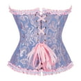 thumbnail image 3 of Corset Top Bustiers for Women Lace Up Ovebust Victorian Corset Plus Size Vintage Corsets Blue M, 3 of 6