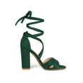 thumbnail image 3 of BLISSFUL STEP Women's Sandals Solid Crisscross Block Heels High Heel Lace up Sandals Green 9.5, 3 of 8
