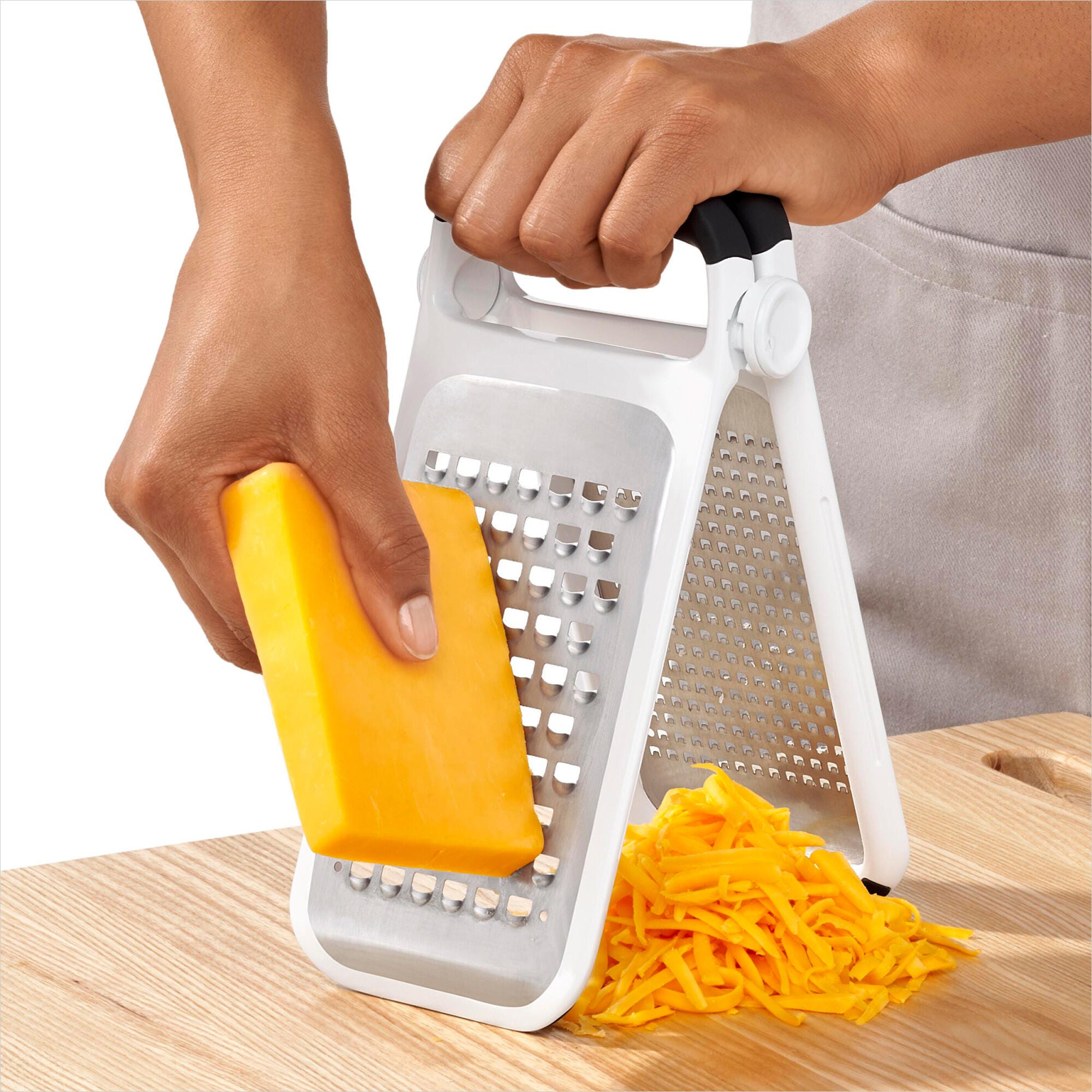 OXO Etched Two-Fold Grater, Stainless Steel, Folding Cheese & Vegetable Grater