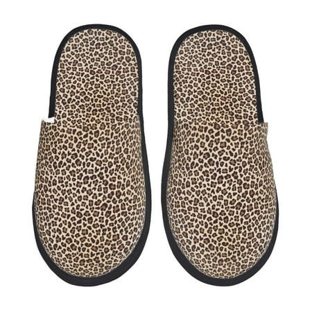 

Fuzoiu Leopard Print-2 Print Unisex Furry Slippers Plush Indoor Shoes Trendy House Slippers Anti-Skid EVA Sole House Shoes for Home Office and Travel -Large